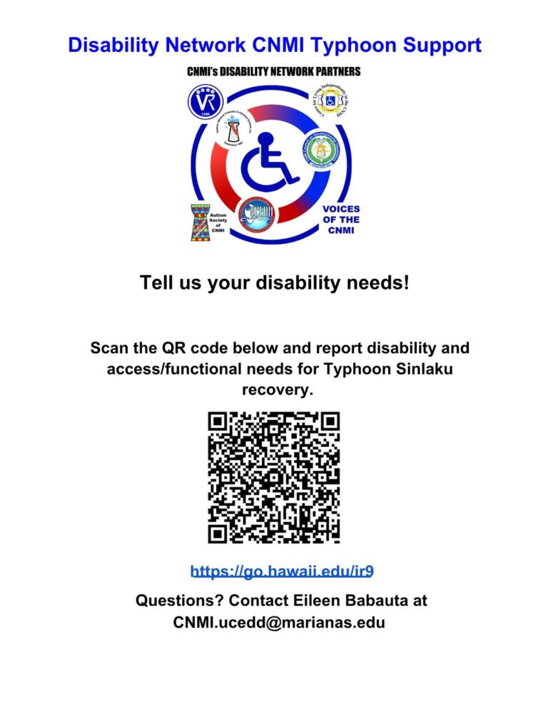 Report Disability and Access/Functional Needs for Typhoon Sinlaku Recovery