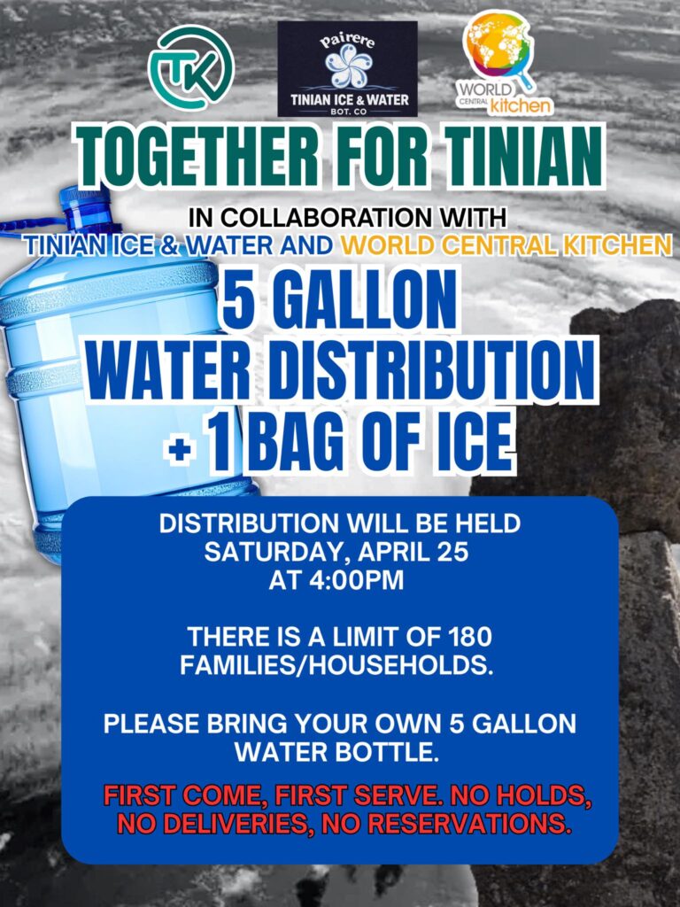 Together for Tinian: 5 Gallon Water Distribution + 1 Bag of Ice