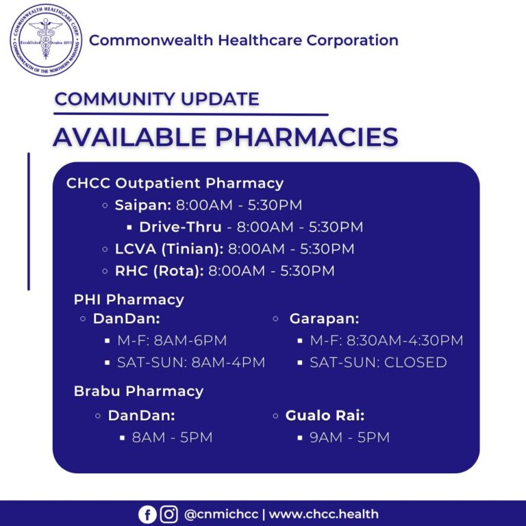 Community Update: Current Hours for the Following Pharmacies