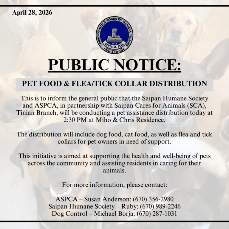 Saipan Humane Society and ASPCA, in partnership with Saipan Cares for Animals conducting a pet assistance distribution