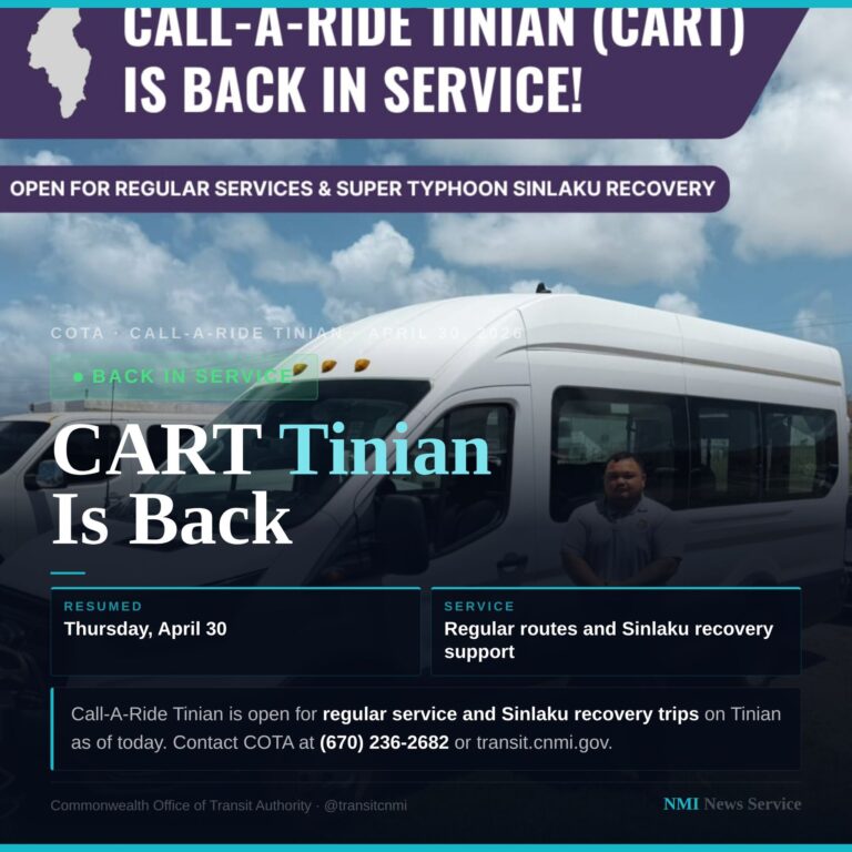 Call-a-Ride Tinian (CART) is Back in Service