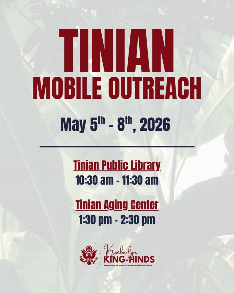 Tinian Mobile Outreach on May 5th to May 8th, 2026