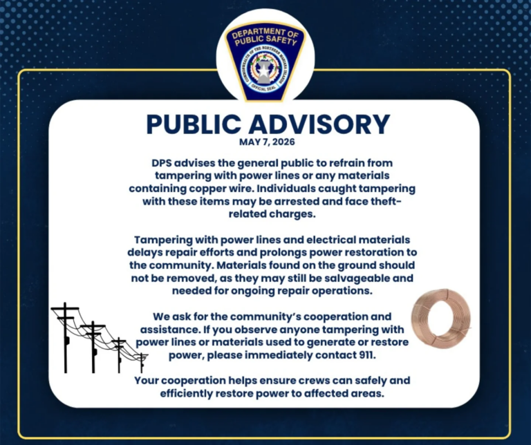 PUBLIC ADVISORY: DPS Advises the General Public to Refrain From Tampering With Power Lines