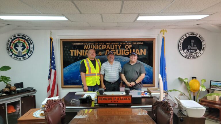 Tinian Mayor Edwin P. Aldan Met With Lawrence Camacho, Commissioner of Education, and Eric Magofna, Associate Commissioner of Administration