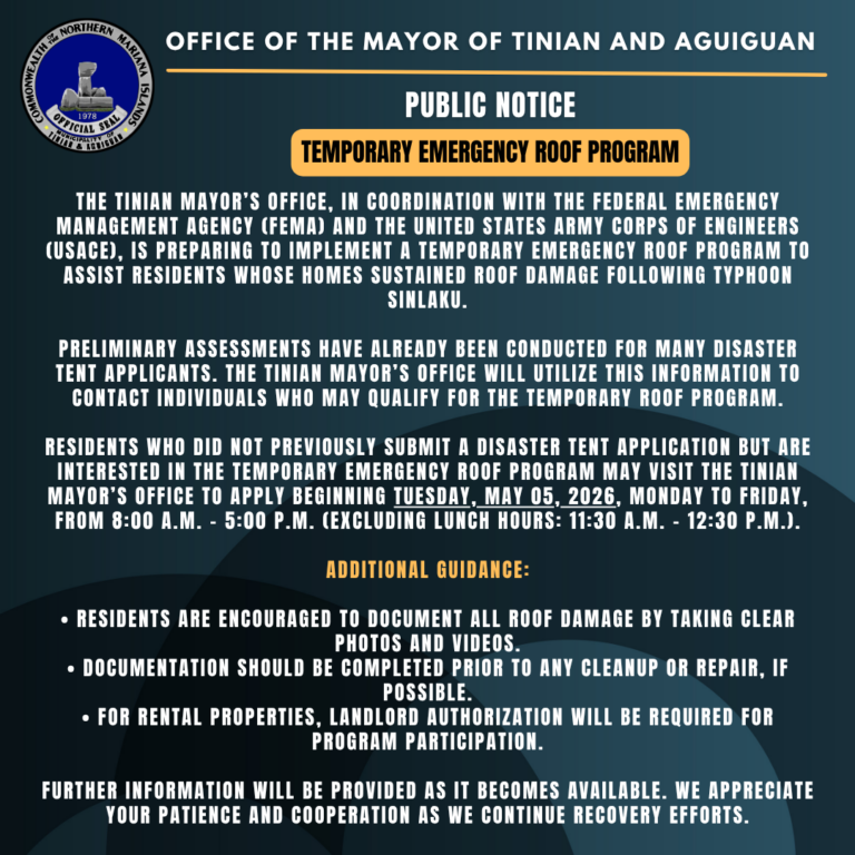 PUBLIC NOTICE: Temporary Roof Program – Damage Assessment & Application