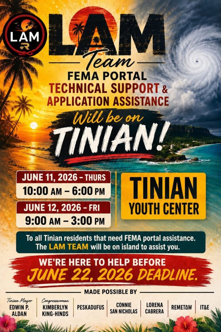 FEMA Portal Assistance Coming to Tinian