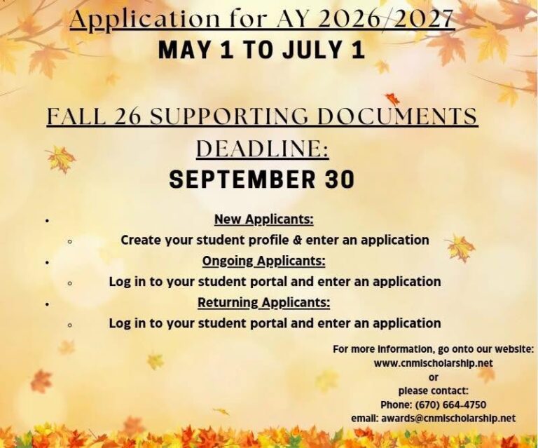 CNMI Scholarship Office – Fall 2026 Applications